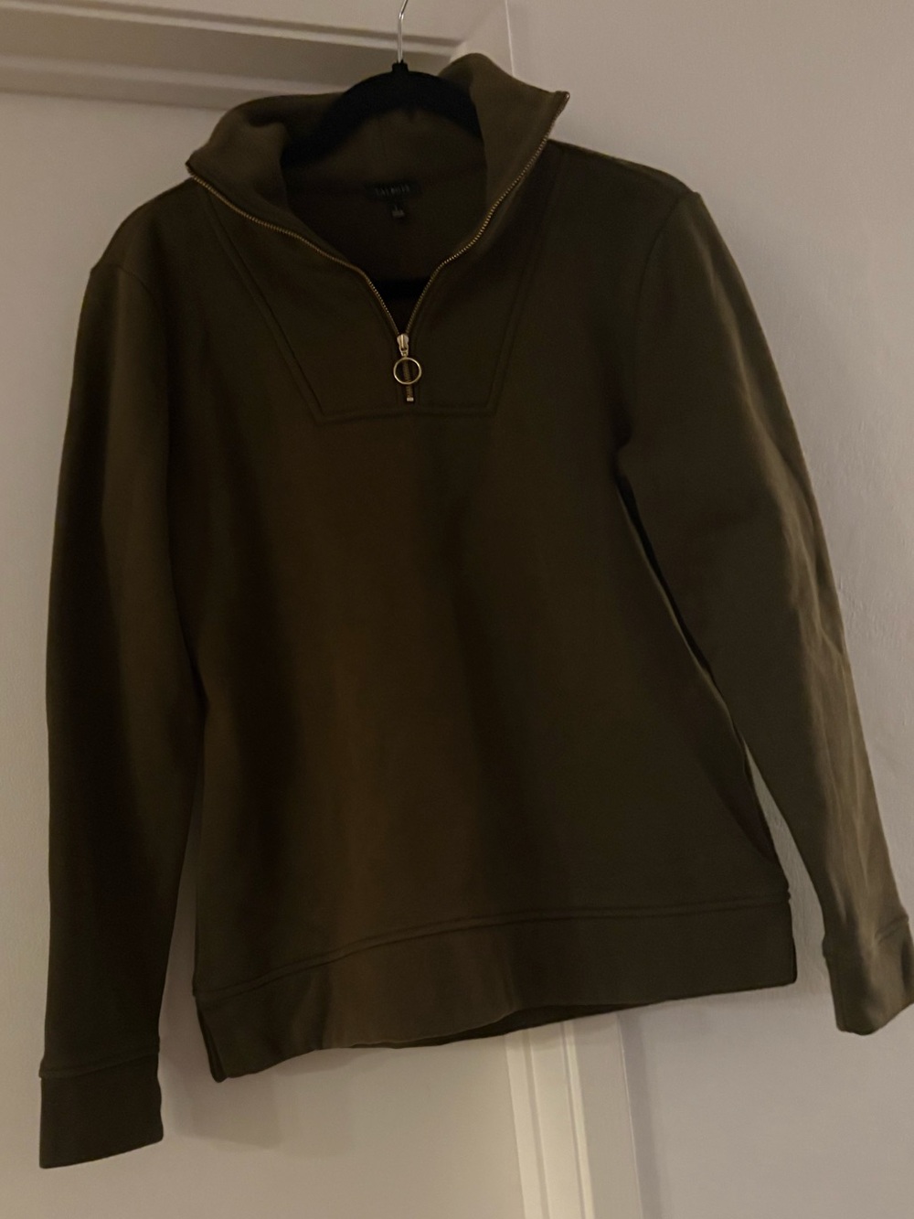 Talbots Woman’s Olive Green Quarter-Zip Turtleneck Pullover
